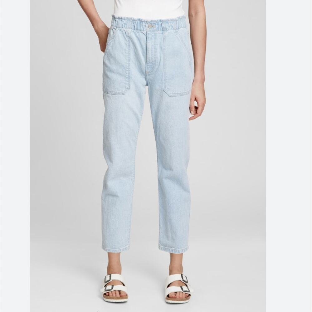 Gap High Rise Straight Paperbag Jeans Light Fire Wash Size 4